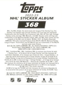 2022-23 Topps NHL Sticker Collection #368 Keith Yandle Back