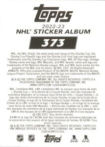 2022-23 Topps NHL Sticker Collection #373 Bobby Brink Back