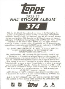 2022-23 Topps NHL Sticker Collection #374 Travis Konecny Back