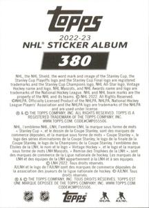 2022-23 Topps NHL Sticker Collection #380 Sidney Crosby Back