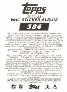 2022-23 Topps NHL Sticker Collection #384 Jeff Carter Back