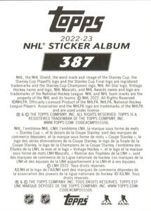 2022-23 Topps NHL Sticker Collection #387 Kris Letang Back