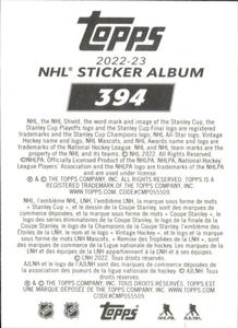 2022-23 Topps NHL Sticker Collection #394 S.J. Sharkie Back