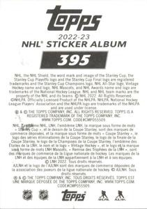 2022-23 Topps NHL Sticker Collection #395 Tomas Hertl Back
