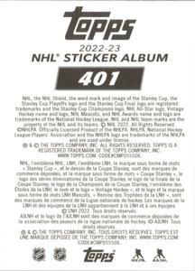 2022-23 Topps NHL Sticker Collection #401 Erik Karlsson Back