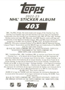 2022-23 Topps NHL Sticker Collection #403 Nick Bonino Back