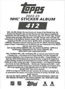 2022-23 Topps NHL Sticker Collection #412 Matty Beniers Back