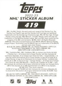 2022-23 Topps NHL Sticker Collection #419 Brandon Tanev Back
