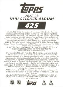2022-23 Topps NHL Sticker Collection #425 Vince Dunn Back