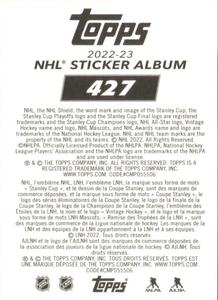 2022-23 Topps NHL Sticker Collection #427 Team Highlight Back
