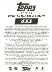 2022-23 Topps NHL Sticker Collection #433 Jordan Kyrou Back