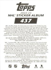 2022-23 Topps NHL Sticker Collection #437 Tyler Bozak Back