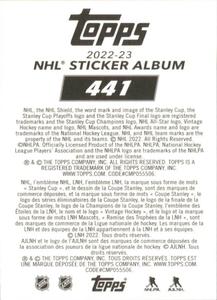 2022-23 Topps NHL Sticker Collection #441 Justin Faulk Back