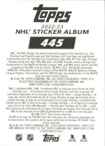 2022-23 Topps NHL Sticker Collection #445 Thunderbug Back