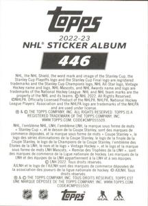 2022-23 Topps NHL Sticker Collection #446 Steven Stamkos Back