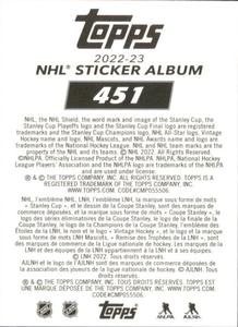 2022-23 Topps NHL Sticker Collection #451 Brayden Point Back