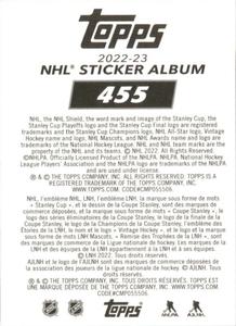 2022-23 Topps NHL Sticker Collection #455 Ondrej Palat Back