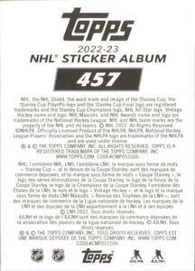 2022-23 Topps NHL Sticker Collection #457 Brandon Hagel Back