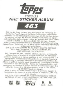2022-23 Topps NHL Sticker Collection #463 Auston Matthews Back