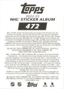 2022-23 Topps NHL Sticker Collection #472 Jake Muzzin Back