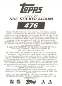 2022-23 Topps NHL Sticker Collection #476 Michael Bunting Back