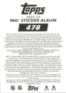 2022-23 Topps NHL Sticker Collection #478 Team Highlight Back