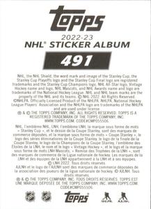 2022-23 Topps NHL Sticker Collection #491 Jason Dickinson Back