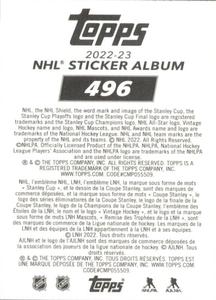 2022-23 Topps NHL Sticker Collection #496 Chance Back