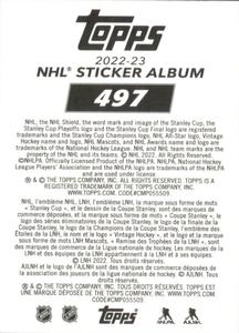2022-23 Topps NHL Sticker Collection #497 Mark Stone Back