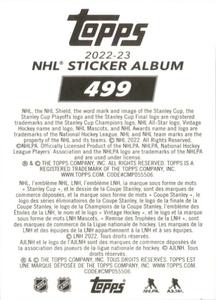 2022-23 Topps NHL Sticker Collection #499 Mark Stone Back