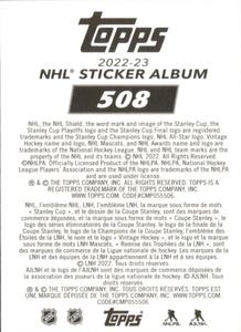 2022-23 Topps NHL Sticker Collection #508 Shea Theodore Back