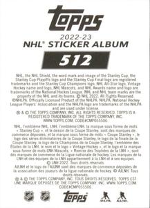 2022-23 Topps NHL Sticker Collection #512 Team Highlight Back