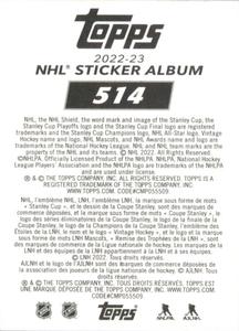 2022-23 Topps NHL Sticker Collection #514 Alex Ovechkin Back