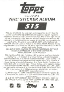 2022-23 Topps NHL Sticker Collection #515 John Carlson Back