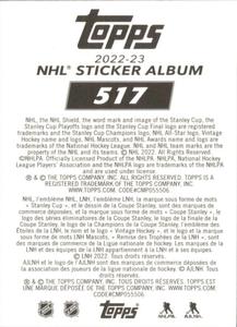 2022-23 Topps NHL Sticker Collection #517 Evgeny Kuznetsov Back