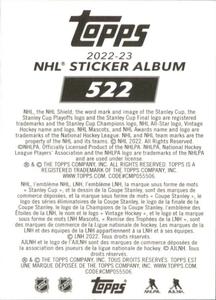 2022-23 Topps NHL Sticker Collection #522 Lars Eller Back