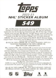 2022-23 Topps NHL Sticker Collection #549 Shea Weber Back