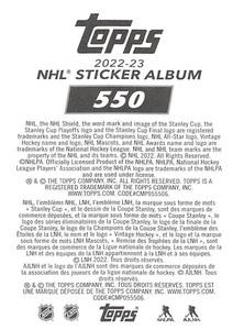 2022-23 Topps NHL Sticker Collection #550 Brady Tkachuk Back