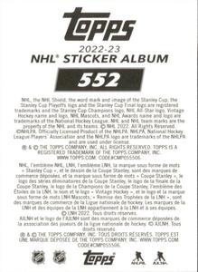 2022-23 Topps NHL Sticker Collection #552 John Tavares Back