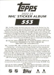 2022-23 Topps NHL Sticker Collection #553 Jakob Chychrun Back