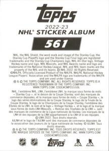 2022-23 Topps NHL Sticker Collection #561 Jordan Staal Back