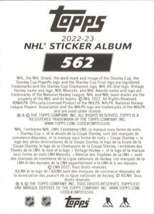 2022-23 Topps NHL Sticker Collection #562 Boone Jenner Back