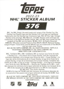 2022-23 Topps NHL Sticker Collection #576 Mark Stone Back