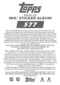 2022-23 Topps NHL Sticker Collection #577 Auston Matthews Back