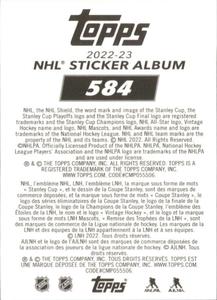 2022-23 Topps NHL Sticker Collection #584 Zach Werenski Back