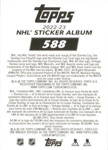 2022-23 Topps NHL Sticker Collection #588 Jack Hughes Back