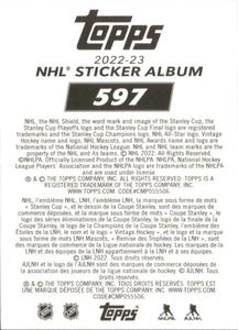 2022-23 Topps NHL Sticker Collection #597 Andrei Vasilevskiy Back