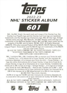 2022-23 Topps NHL Sticker Collection #601 Kirill Kaprizov Back
