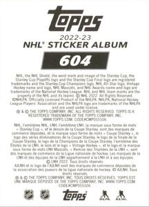 2022-23 Topps NHL Sticker Collection #604 Alex Pietrangelo Back