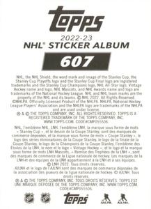 2022-23 Topps NHL Sticker Collection #607 Dawson Mercer Back